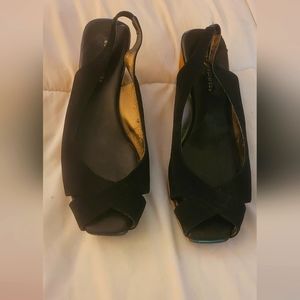 Easy Spirit Open Toe Espadrilles Black Sz 6.5